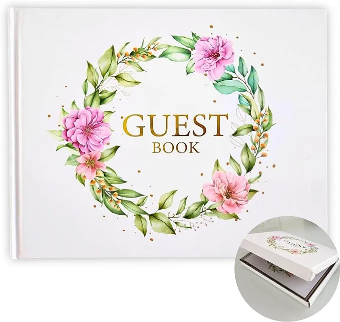  Elegant Guest Book, Guestbook Includes Gift Box, hardcover Guest Book Wedding 