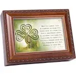 Cottage Garden Irish Prayer Always Have Shelter Woodgrain Rope Trim Jewelry Music Box Plays Irish Lullaby