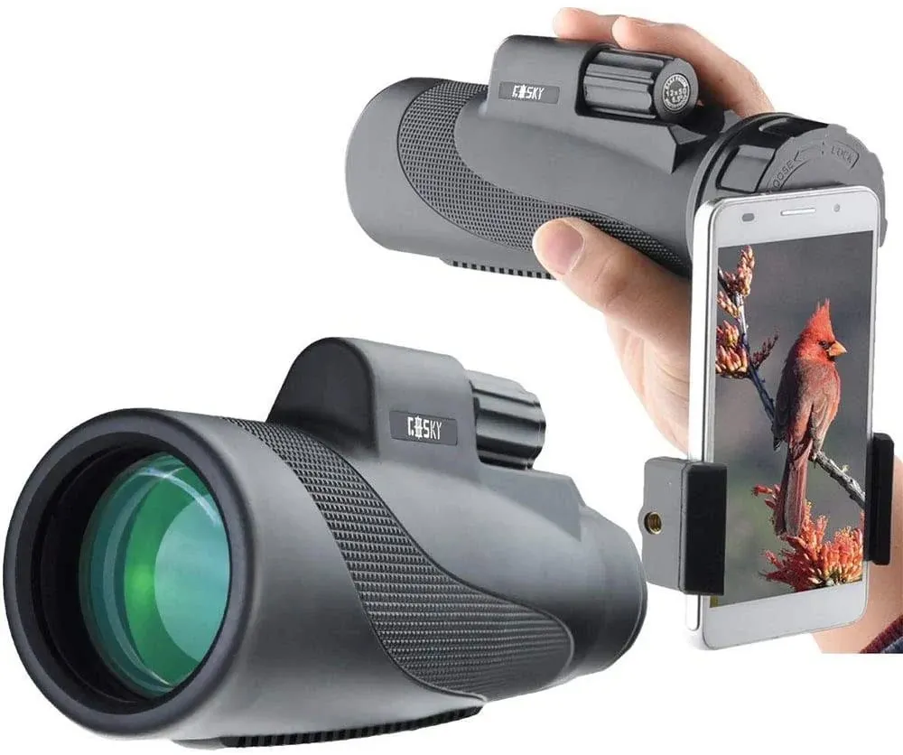 Gosky Titan 12x50 High Power Prism Monocular and Quick Smartphone Holder