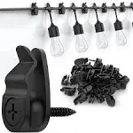 Lewufe Outdoor String Lights Clips Weatherproof Cable Hanger Hooks for Hanging Fairy Lights Holiday Decor Black 50 Pack