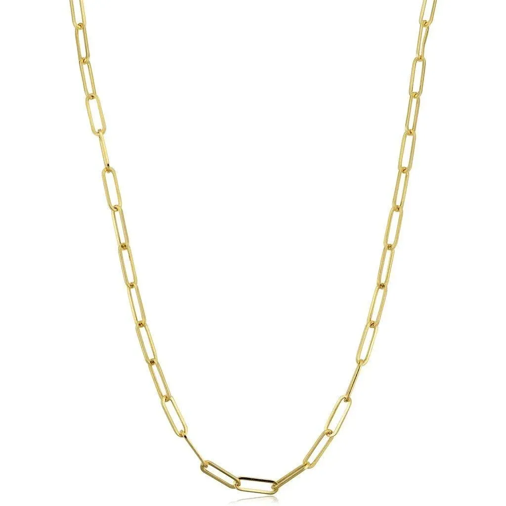 14k Yellow Gold Polished Paperclip Chain Necklace (3.2 mm)