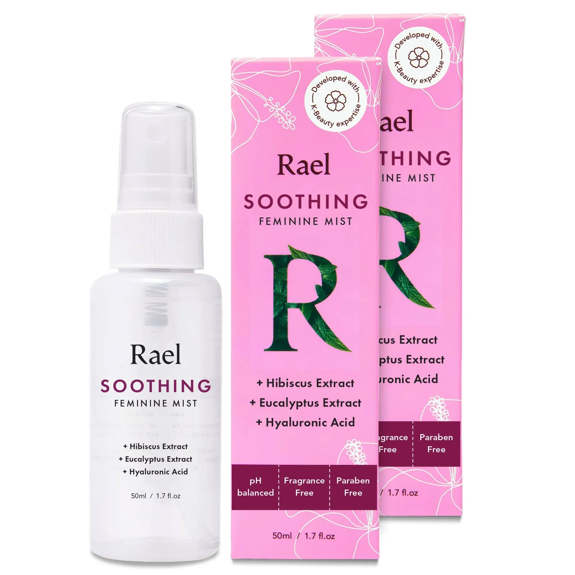 2pk Rael Feminine Spray, Soothing Mist pH Balance, Intimate Spray, Unscented