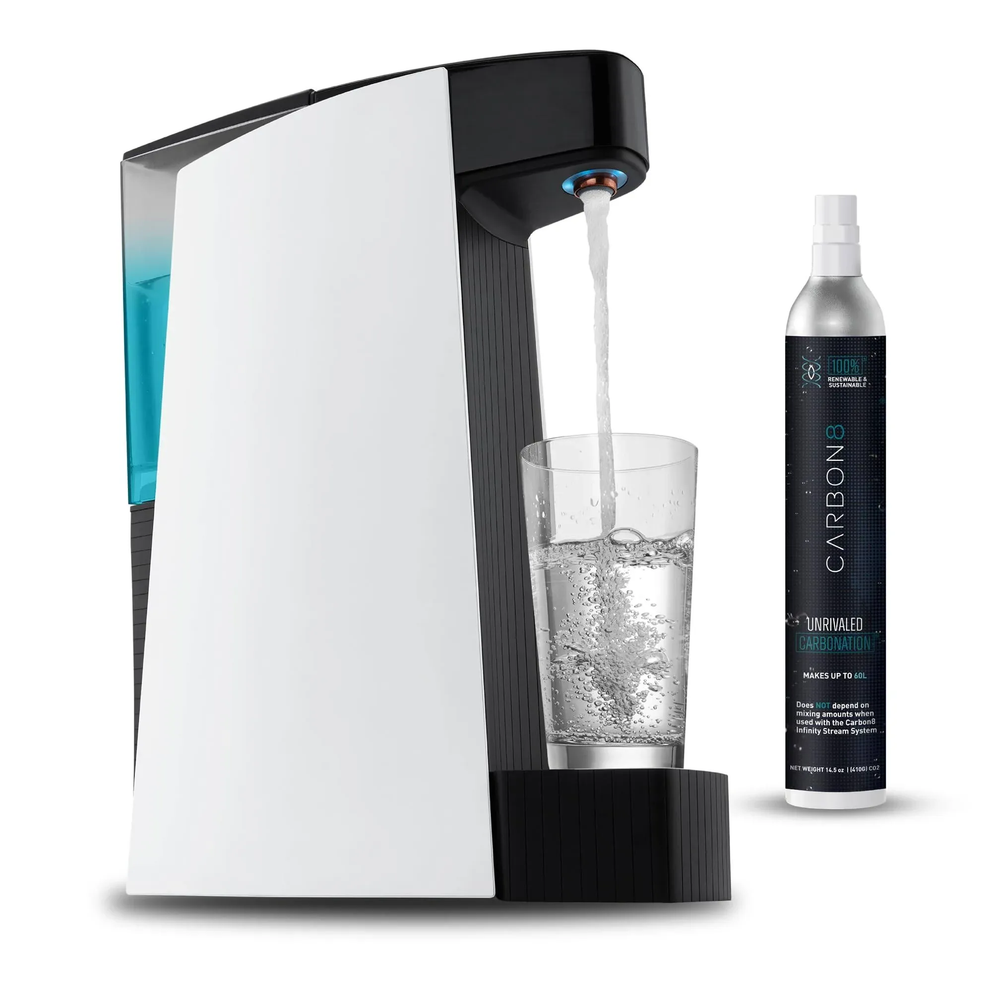 Carbon8 One Touch Sparking Water Maker and Dispenser + CO2 Cylinder