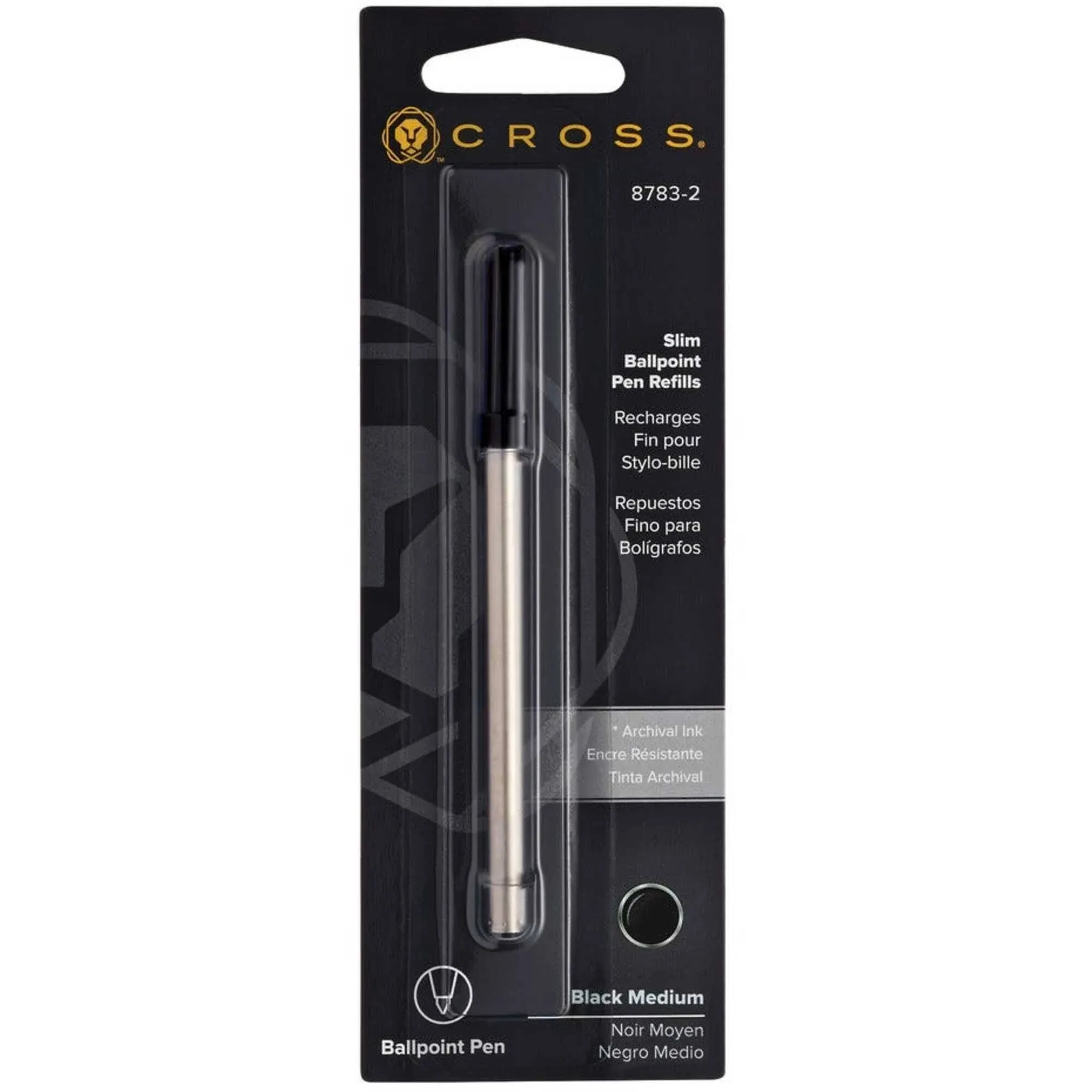 Cross Slim Ballpoint Pen Refill, Medium Point, Black, 1-Pack (8783-2)