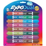 Dual-Ended Chisel Tip Low Odor Dry Erase Markers, Assorted Colors, 8 Count