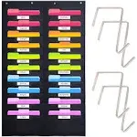 Black Pocket Chart for Classroom - 20 Pocket Storage Black Pocket Charts , 4 for