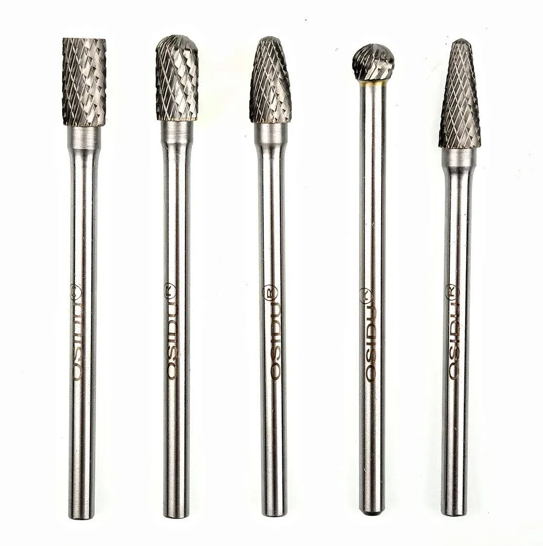 Carbide Burrs Set 5pcs Extra Long Shank Carbide Rotery Burr File Double Cut 1/4 Inch Shank Long Burr Bits For Die Grinder Bits