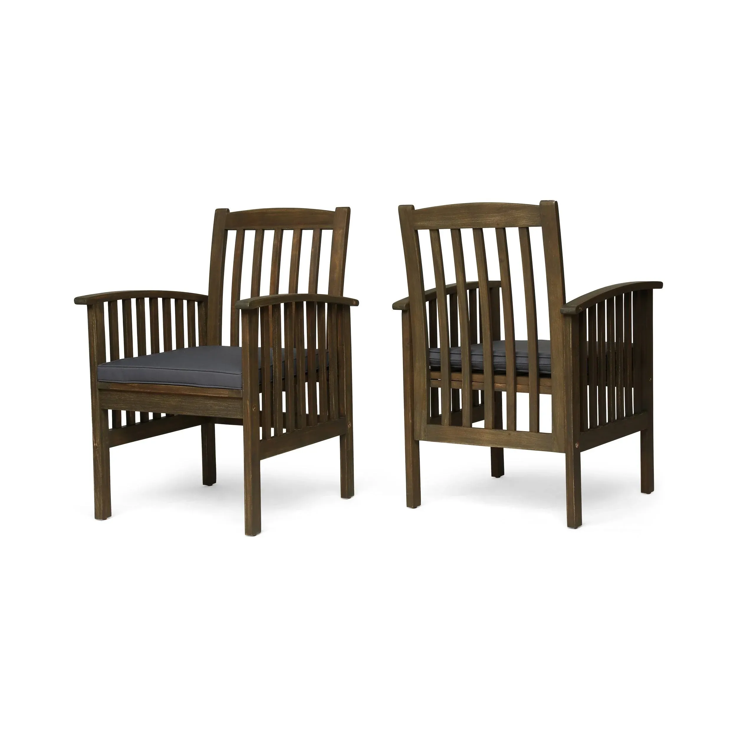 Great Deal Furniture Phoenix Acacia Patio Dining Chairs, Acacia Wood with Outdoor ...