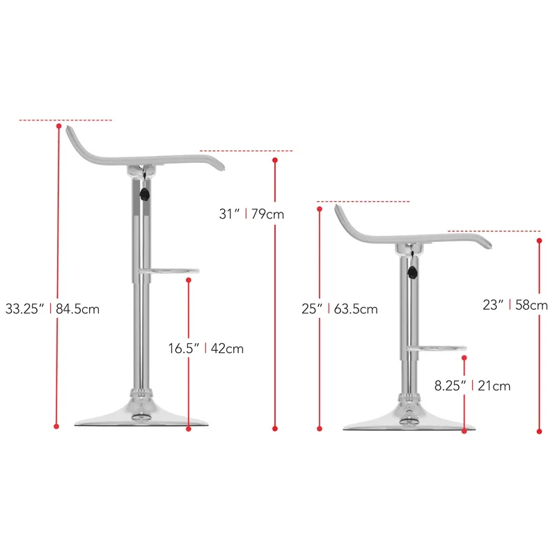 CorLiving Curved Adjustable Bar Stool Set of 2, White Leatherette