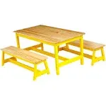 Basics Indoor Kids Table and Bench Set, Natural