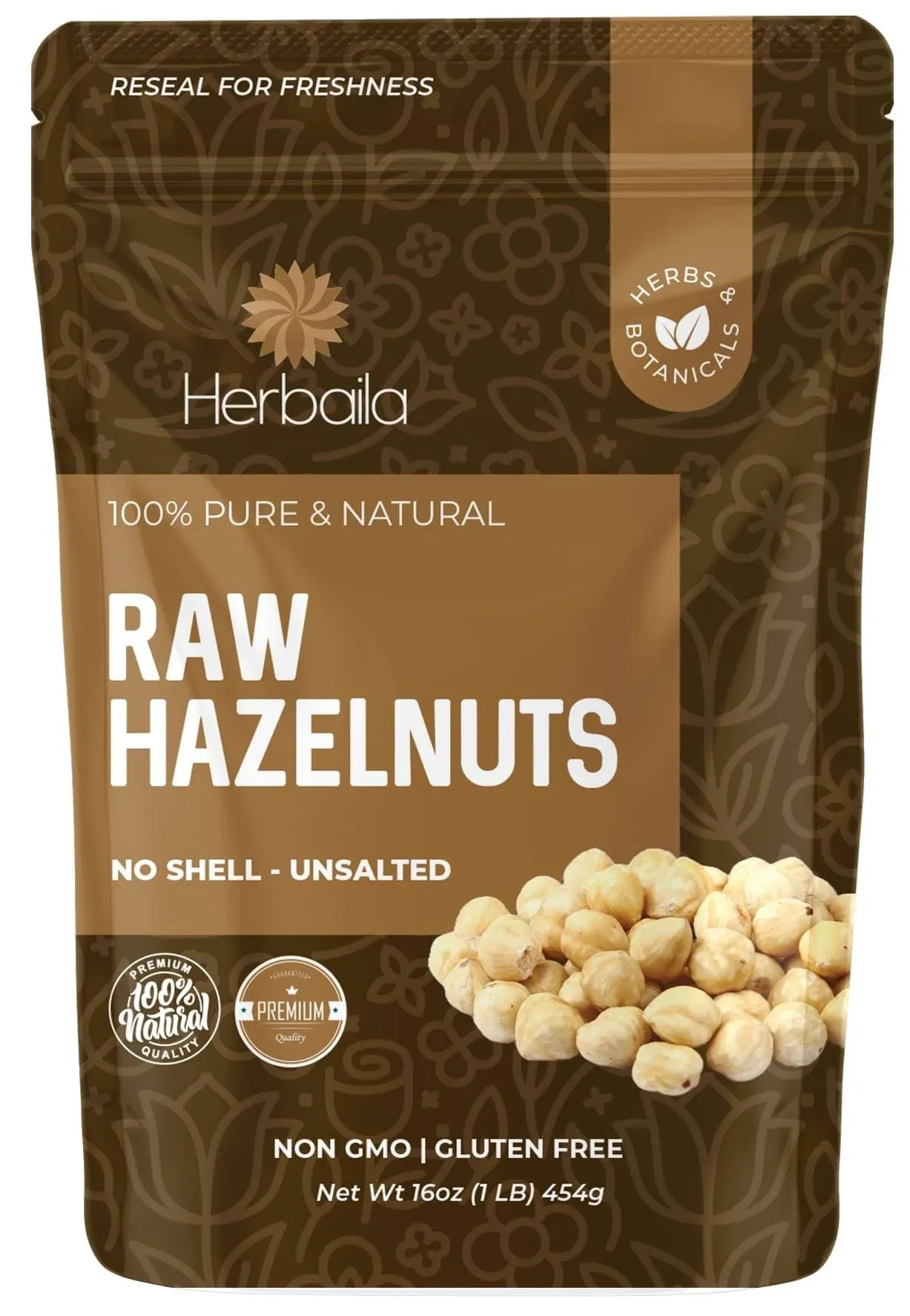 Hazelnuts Raw 1lb, Raw Hazelnuts no Shell. Hazelnuts for Baking, Cooking or Snacking, All Natural and Fresh, Unsalted and Non-GMO, Raw Hazelnuts Shelled 1lb.