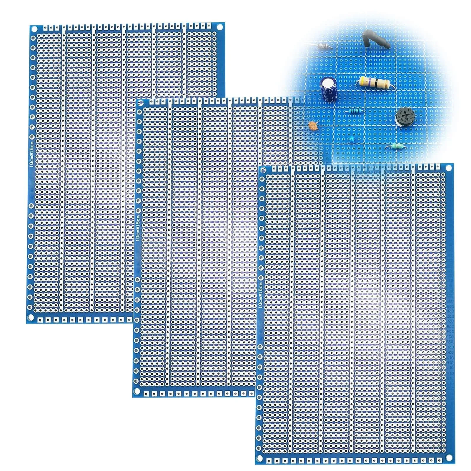 YUNGUI PCB Protoboard,3 Pack PCB Prototype Board Solderable Breadboard for DIY Electronics and Soldering kit(4” X 6”,Blue), 4 Inches X 6 Inches