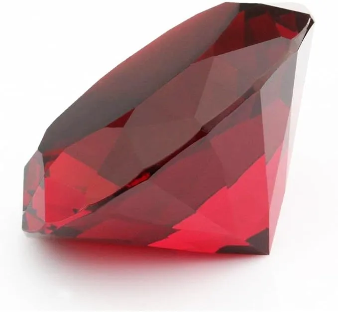 Red Crystal Glass Diamond Shaped Decoration, Big Ruby 60mm Jewel Paperweight (Please Identify Our Brand Yarr STORE)