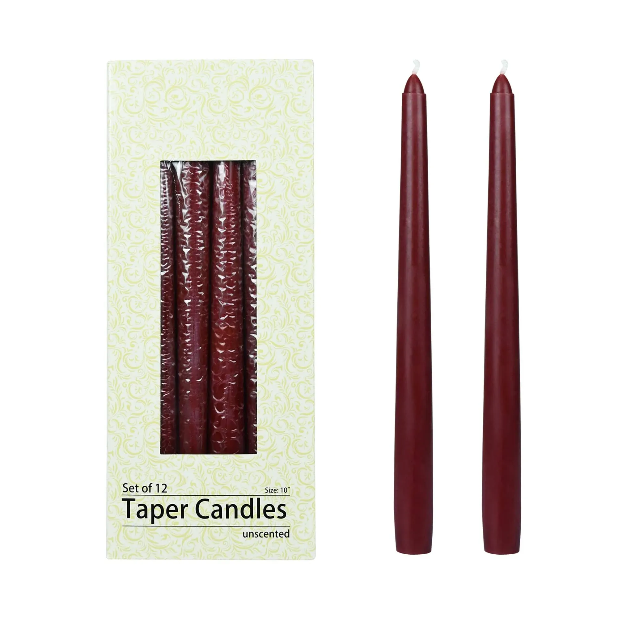 Zest Candle 12-Piece Taper Candles, 10-Inch, Sage Green