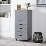 6 Drawer Dresser, Craft Storage Organizer Makeup Drawer Cabinet for Home Office - Grey