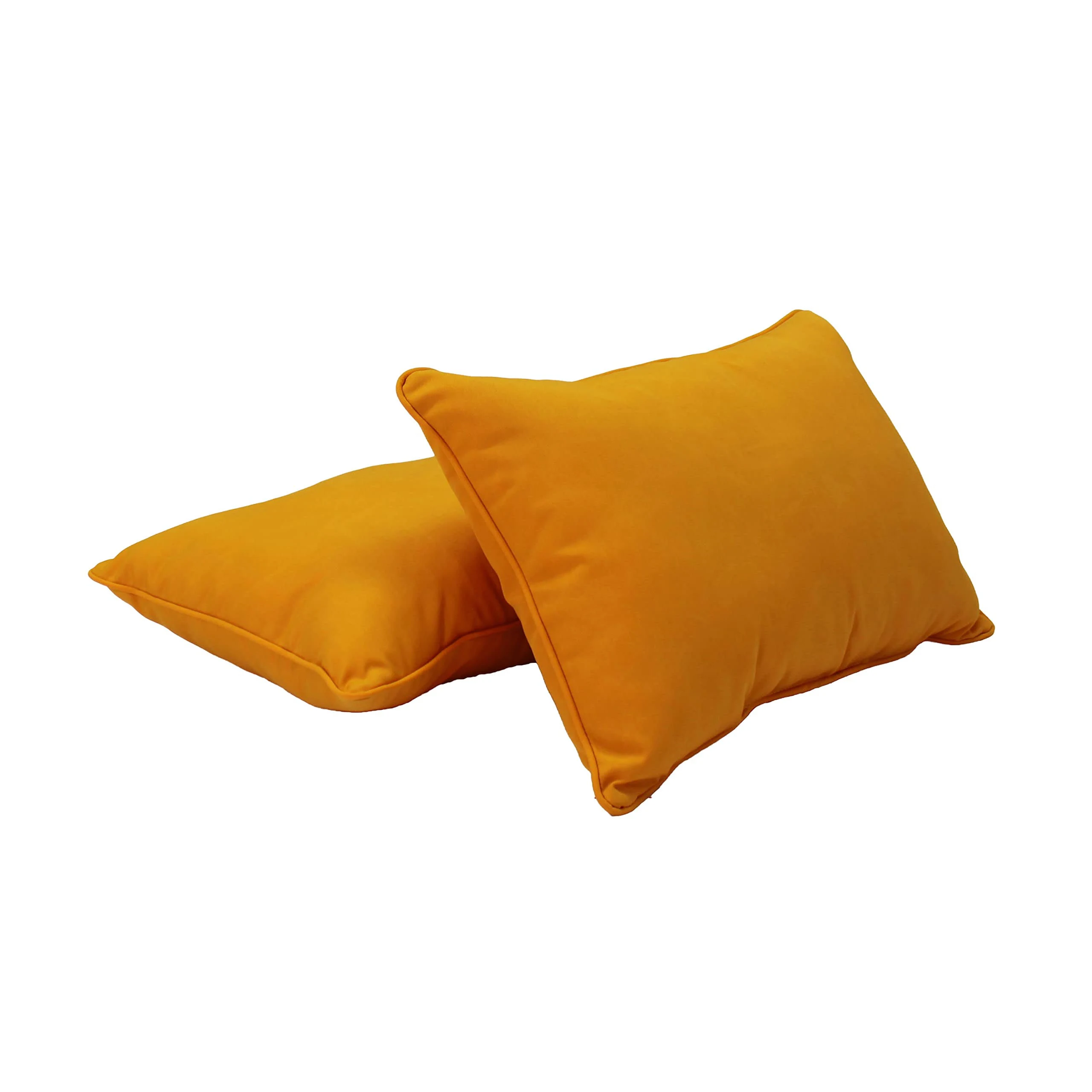 Factory Direct Partners 13812-117 Presidio Pillows 12" x 20" Solid Lumbar Pillow Set with Piping; Decorative Throw for Furniture; UV, Fade, Weather-Resistant Olefin Fabric (2-Pack) - Marigold