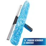 Unger Professional 2-in-1 Squeegee & Scrubber - 14” Window Cleaning Tool & 8’ Connect & Clean Pole – Cleaning Supplies, Squeegee for Window Cleaning, Commercial & Residential Use, Microfiber Sleeve