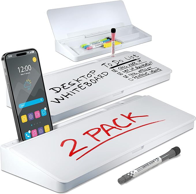 Desktop Whiteboard - Glass Dry Erase White Board - Desk Computer Buddy – Home ...