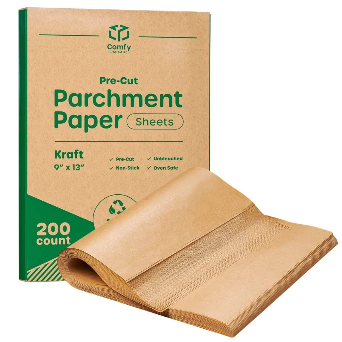 Comfy Package Pre Cut Parchment Paper Sheets Non Stick Cooking Kraft 200 Count