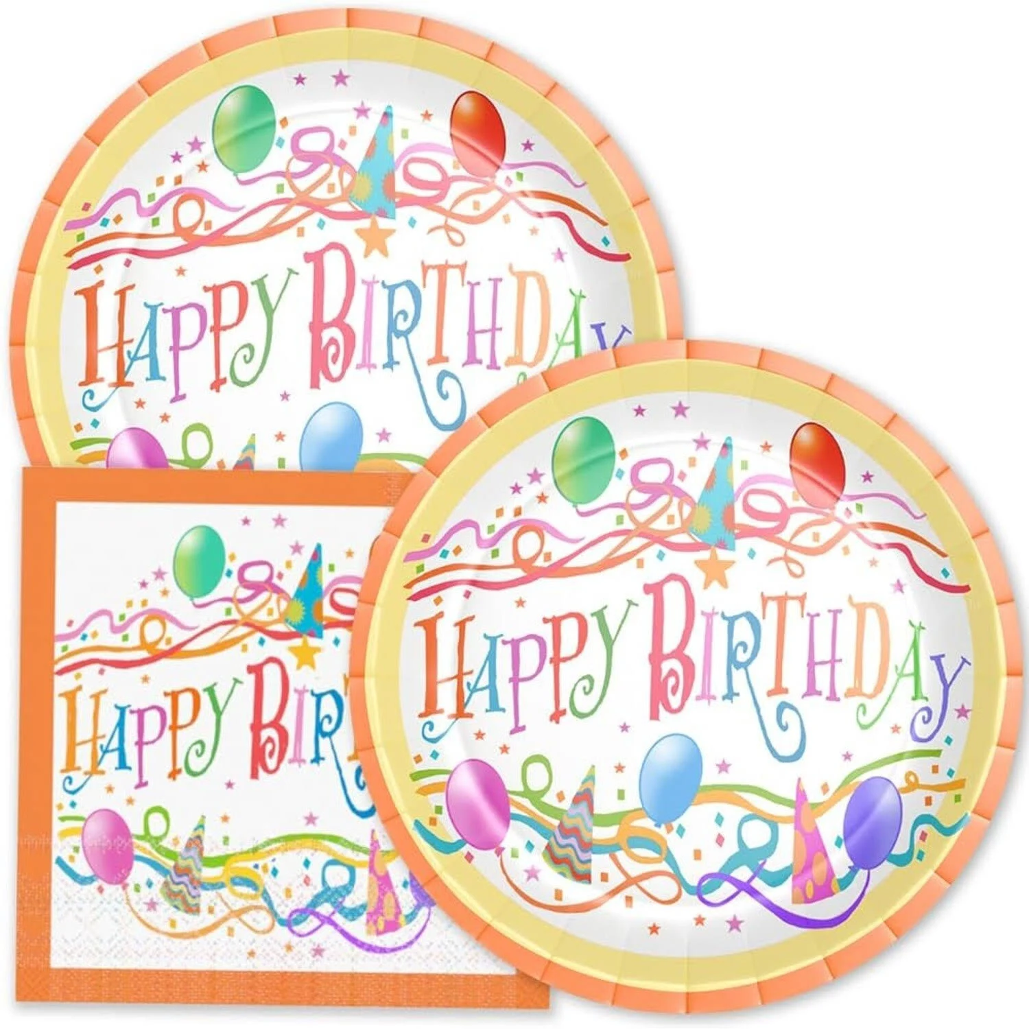 Stonehouse Collection | Happy Birthday Paper Plates and Napkins | 20 9" Paper Plates & 20 Napkins | 40 PCS Total | Disposable Paper Plates (Birthday)