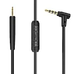 Headphones Replacement Audio Cable Cord for Bose QC25, QC35, QuietComfort 25, QuietComfort 35, OE2 & OE2i, 2.5mm to 3.5mm On-Ear Headphones Wire Inline Mic/Remote Control – Black