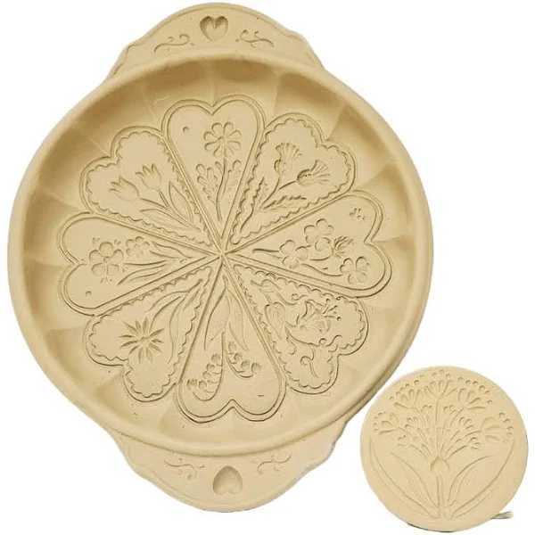 Brown Bag Ceramic Celtic Spring Shortbread Pan and Cookie Stamp Set of 2 Irish Symbols Kitchen Tools Backing Supplies Birthday Present Housewarming Gift