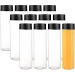 6/12pcs 13.6 OZ (400ml) Clear PET Plastic Juice Bottles With Black Lids, Plastic Smoothie Bottles Ideal For Juice, Milk And Other Beverage, For Home Kitchen Restaurant Picnic Camping Party, Party Supplies, Drinkware Accessories