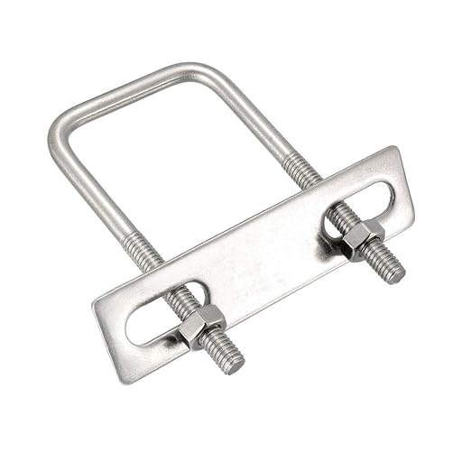 Square U-Bolts M6 x 40mm Stainless Steel W Nuts Frame Straps 2pcs - Square,M6,40mm,2Pcs