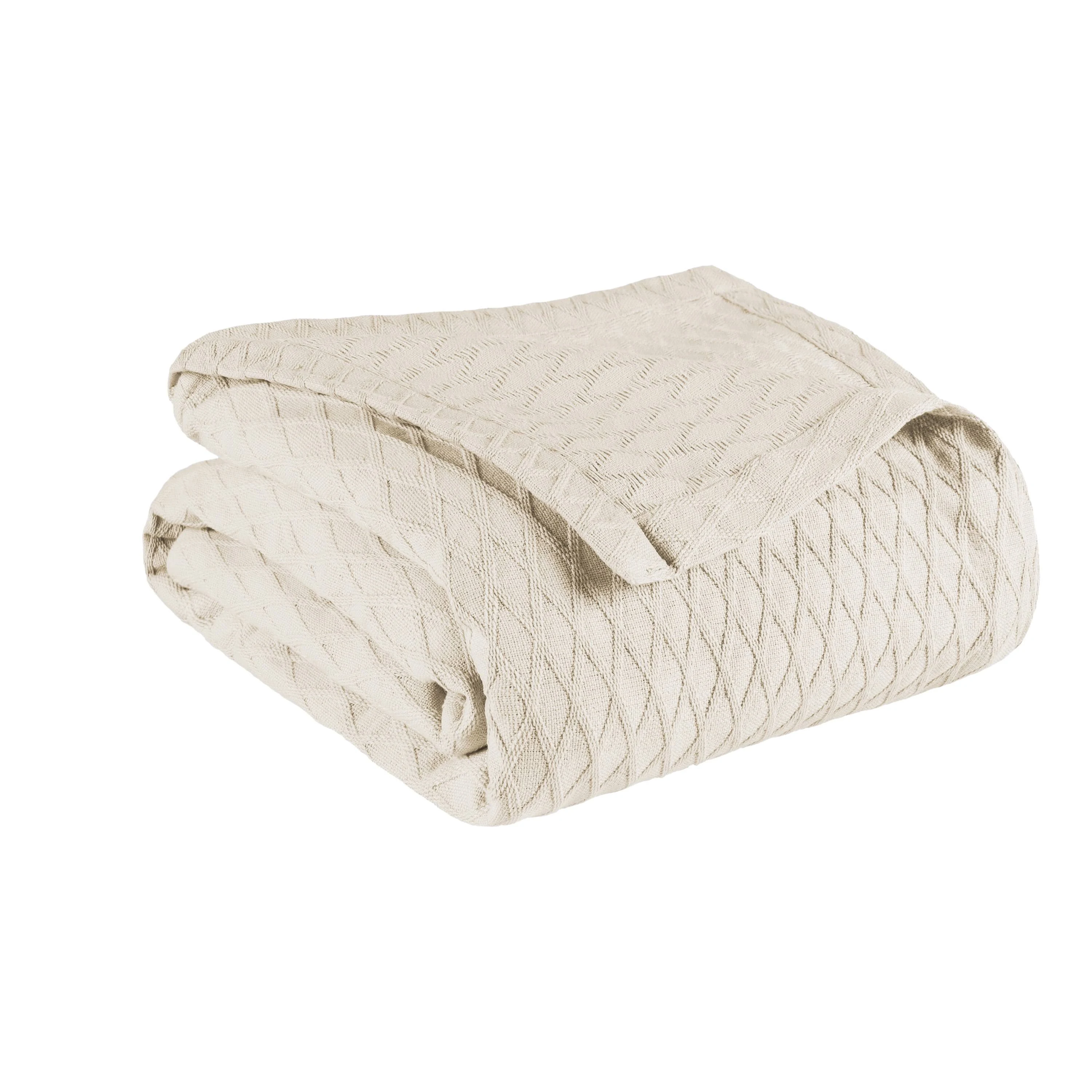 Superior Diamond All-Season Cotton Blanket, Throw size, Ivory