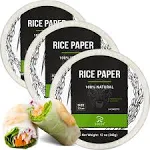 Soeos Rice Paper, White Rice Paper Wrappers, 3 Pack, 34 Sheets-Fresh Spring Roll Wrappers & Dumplings, Non-GMO, Gluten-Free, Low Carb, Vietnamese