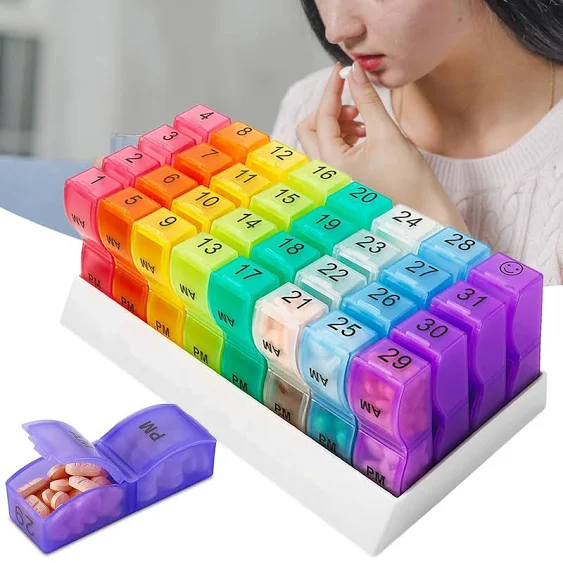 32 Grids Pill Box Safety Multi-purpose Monthly Pill Organizer Box Easy to Use