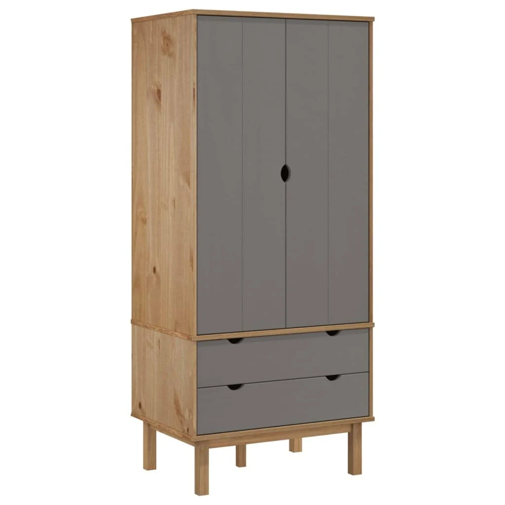 vidaXL Wardrobe Otta 30.1"x20.9"x67.7" Solid Wood Pine