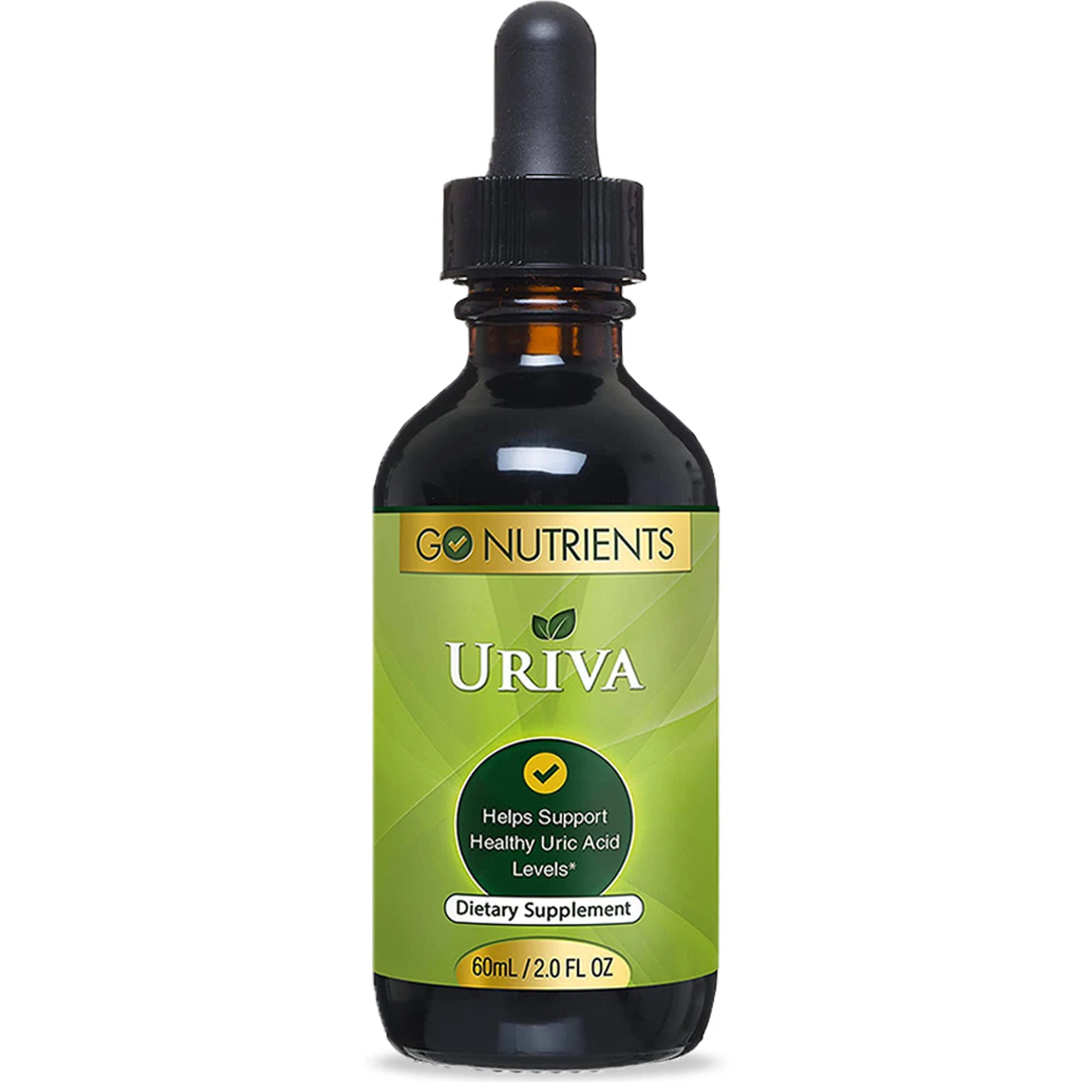 Go Nutrients Uriva Advanced Uric Acid Flush Cleanse with Tart Cherry Extract Celery Seed Extract Turmeric & More High Absorption Liquid Drops Supplement for Joints and Kidney 2.0 oz. | 48 Servings