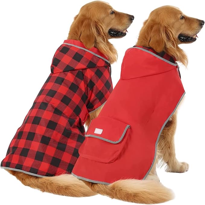 Hde Reversible Dog Raincoat Hooded Slicker Poncho Rain Coat Jacket for Small ...