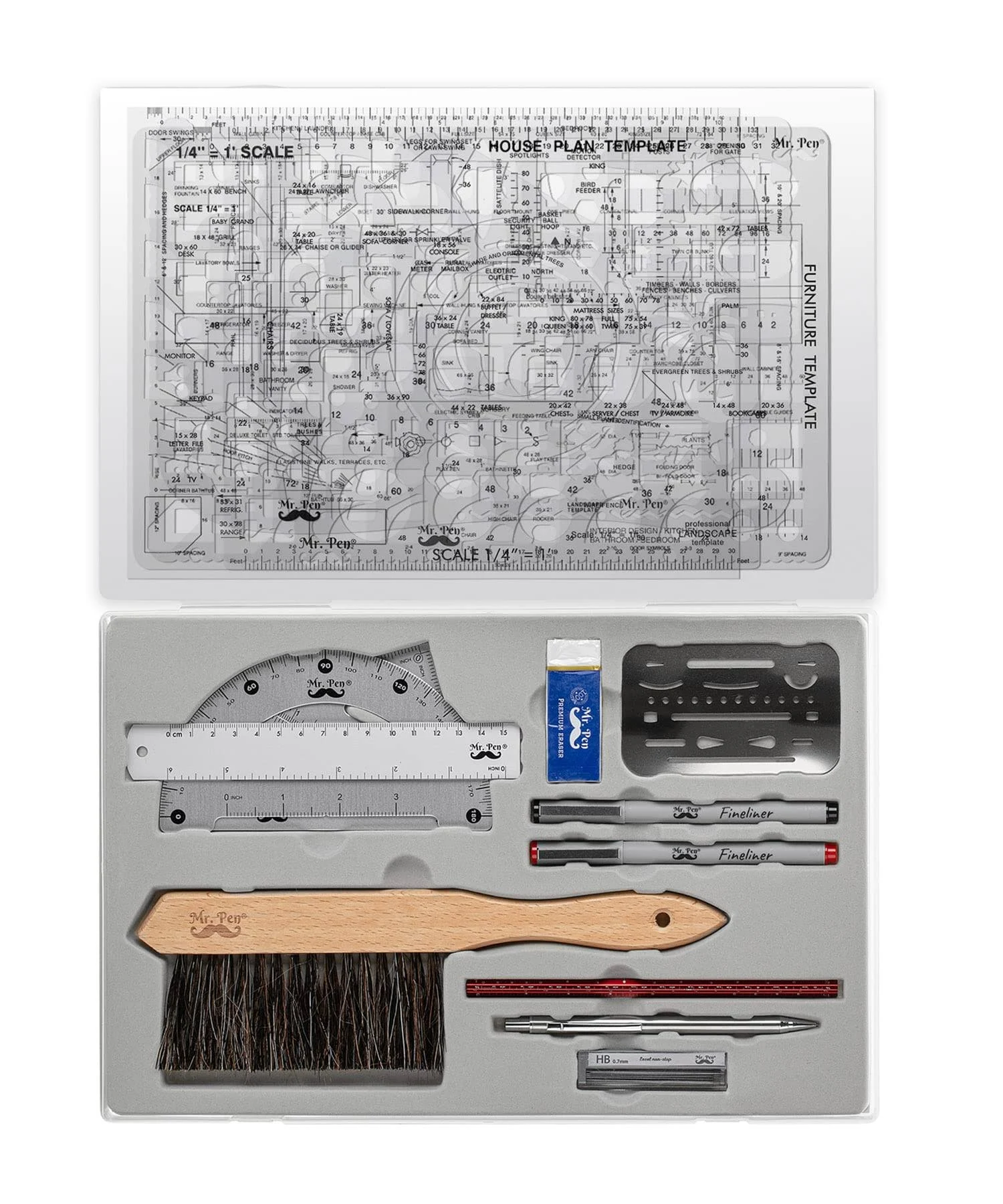 Mr. Pen- Professional Geometry Set, 17 Pcs, Architect Compass and Protractor Set ...