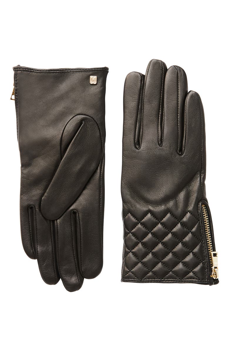 Bruno Magli Diamond Quilted Cashmere-Lined Leather Gloves