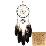 Urdeoms Tree of Life Dream Catchers for Bedroom Adult Brown Boho Dream Catcher Wall Decor for Girls Chakra Crystal Healing Stones Hanging Ornament Room Decoration 18" Length(NO.12)