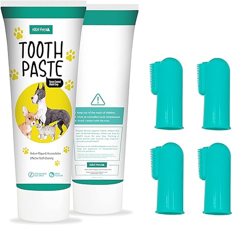 Dog Toothbrushes and Toothpaste Best Professional Cat &amp; Dog Finger Tooth Brus...