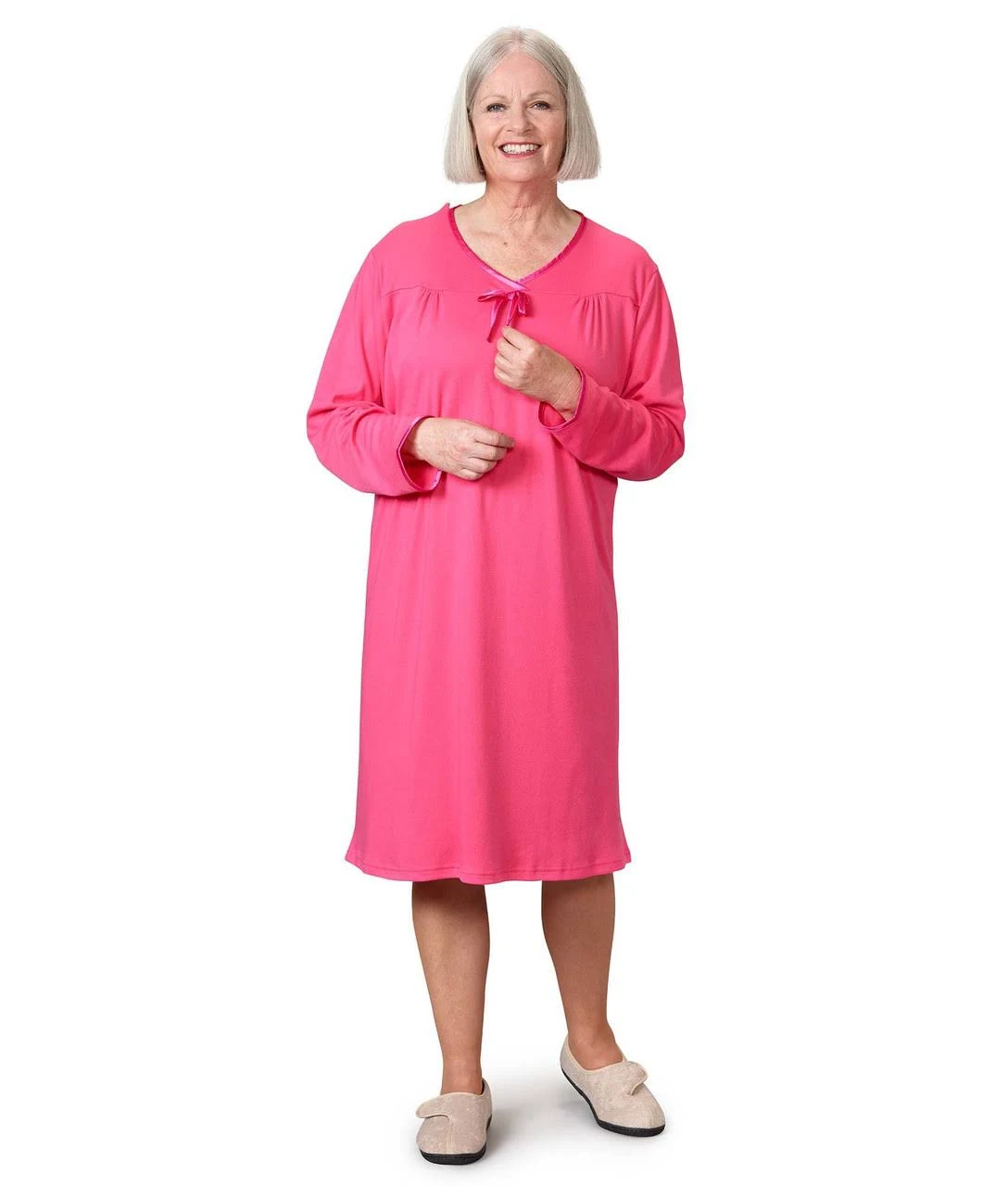 Silverts Women's Antimicrobial Open Back Nightgown Pink 