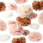 Vidal Crafts 20 Pcs Dusty Pink Rose Gold Ivory Pastel Grey Tissue Paper Pom Poms