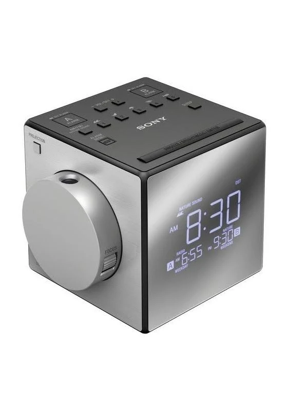 Sony All in One Compact AM/FM Dual Alarm Clock Radio with Time Projection, Soothing Nature Sounds & Large Easy to Read Backlit LCD Display