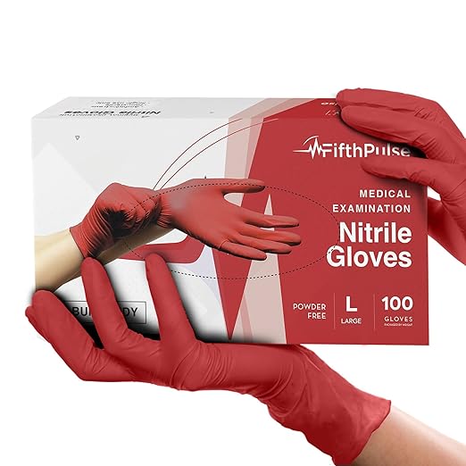 Light Burgundy Nitrile Disposable Gloves - 100 Count - 3 Mil Nitrile Gloves Large - Powder and Latex Free Rubber Gloves - Surgical Medical Exam Gloves - Food Safe Cooking Gloves