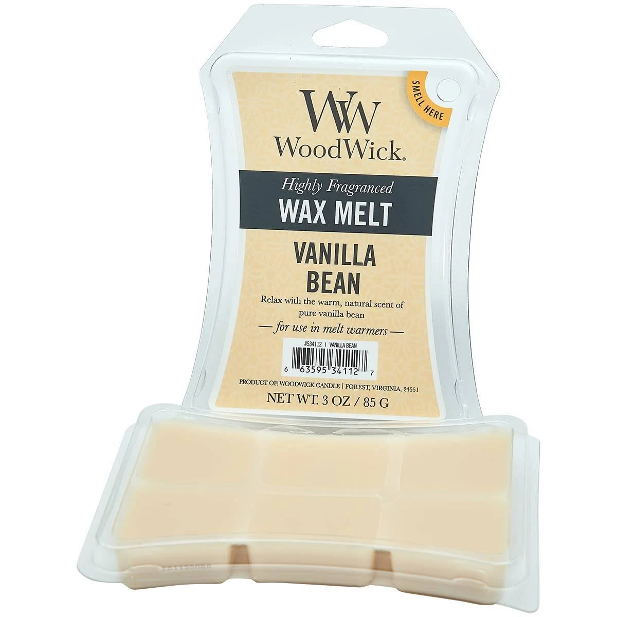 WoodWick Vanilla Bean Hourglass 3 oz Wax Melt