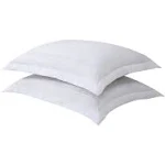 Bed Maker's Levinsohn Luxury Hotel Tailored Pillow Sham White with Silver Baratta Stitched Hem (2 Pack) European