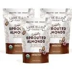 Lark Ellen Farm Raw Almonds, Sprouted Unsalted, Steam Pasteurized, Certified USDA Organic, Gluten-Free Whole Shelled California Premium Nuts (10 oz, 3 Pack)