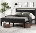 Sha CERLIN 14 inch Full Size Metal Platform Bed Frame with Wooden Headboard and Footboard, Mattress Foundation, No Box Spring Needed, Large Under