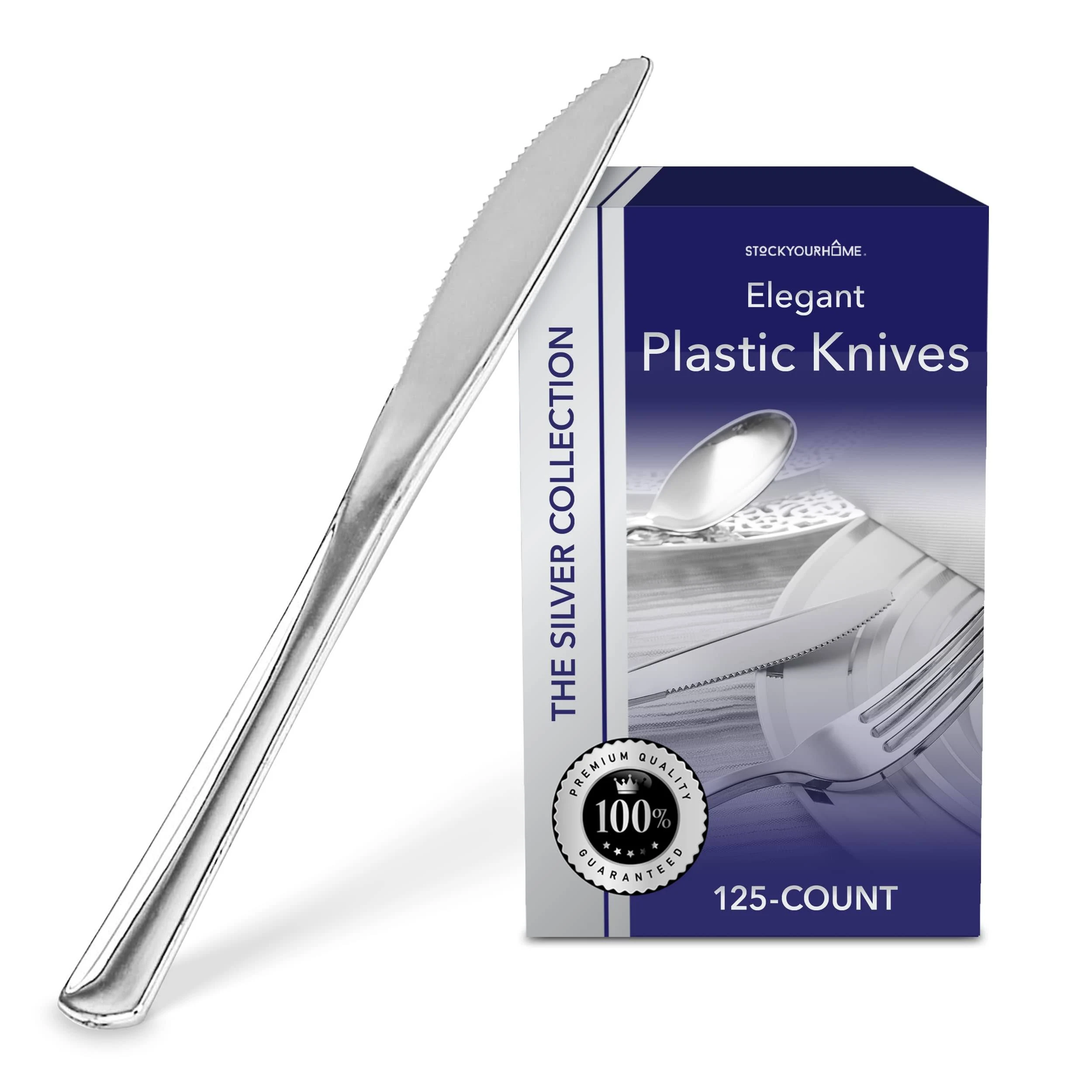 Stock Your Home 125 Disposable Silver Plastic Knives