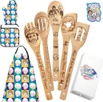 Christmas Gift Kitchen Utensils Set Idea Utensil Wooden Spoons Set House Warming Wedding Present Spoon Set Kitchen Gift Set (Golden Girls)