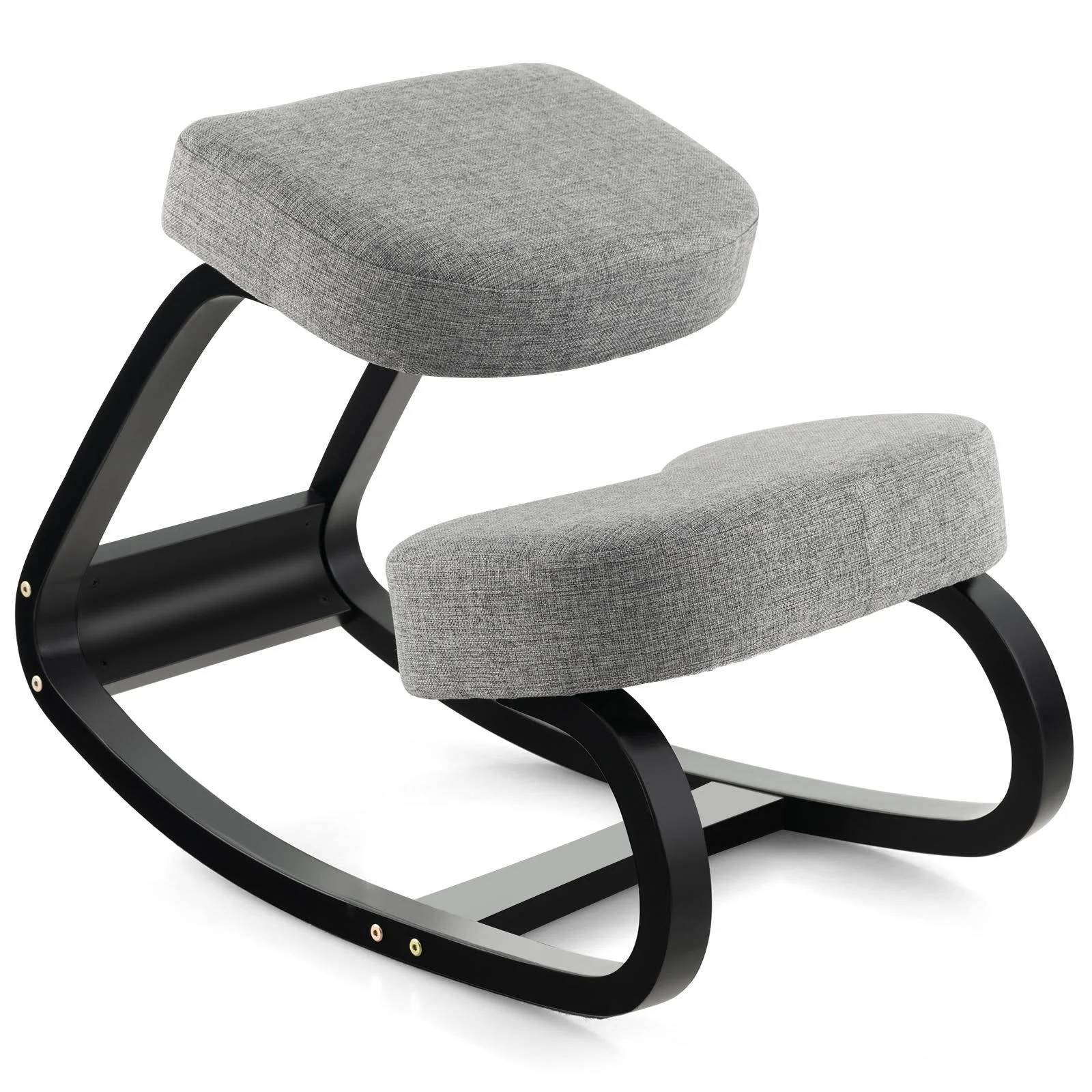 Rocking Ergonomic Kneeling Chair with Padded Cushion for Home Office-Gray | Costway