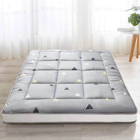 MAXYOYO Padded Japanese Floor Mattress, Grey Triangle Futon Mattress Extra Thick ...